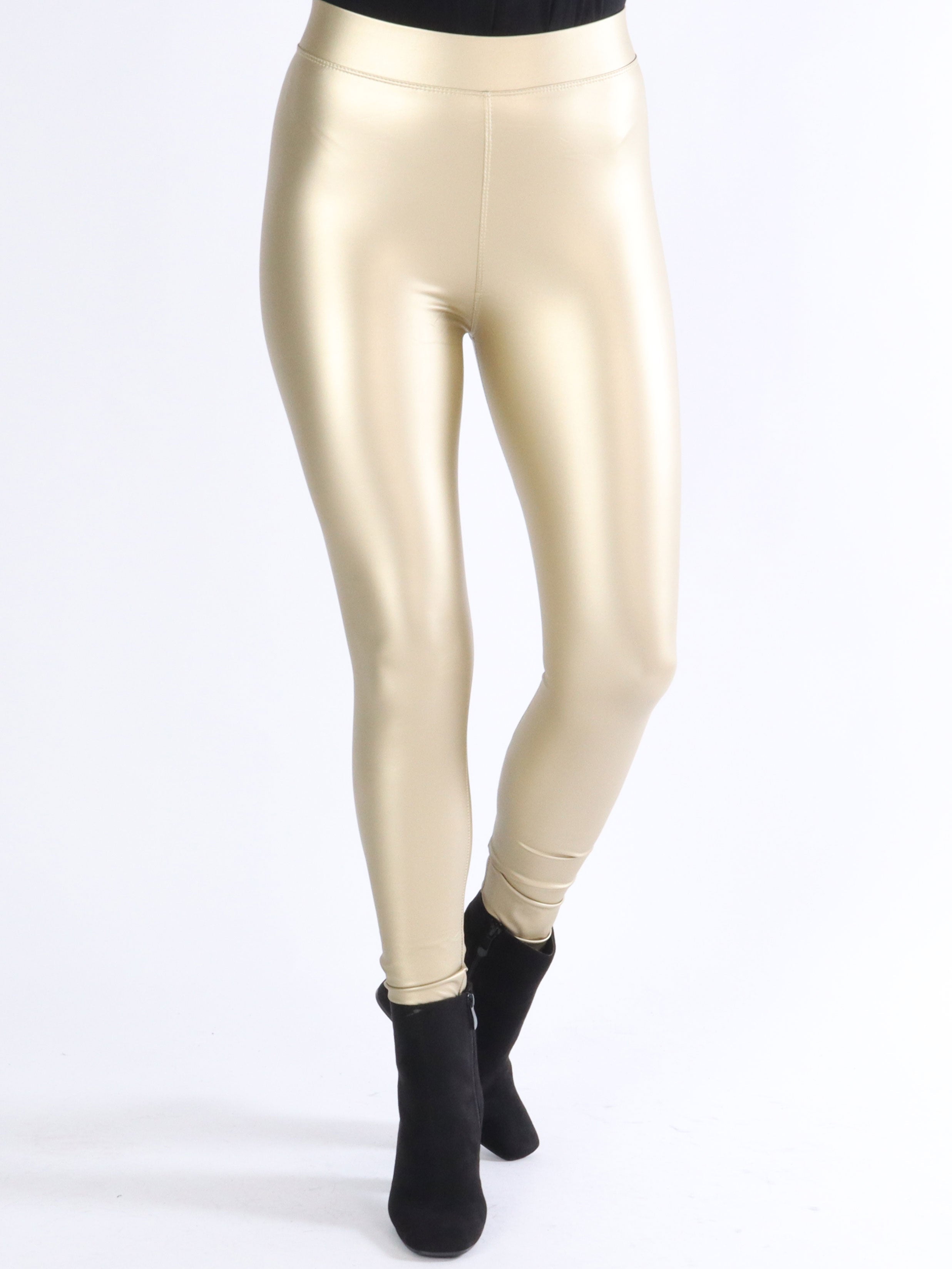 Patricia - Elastiska leggings i läderlook